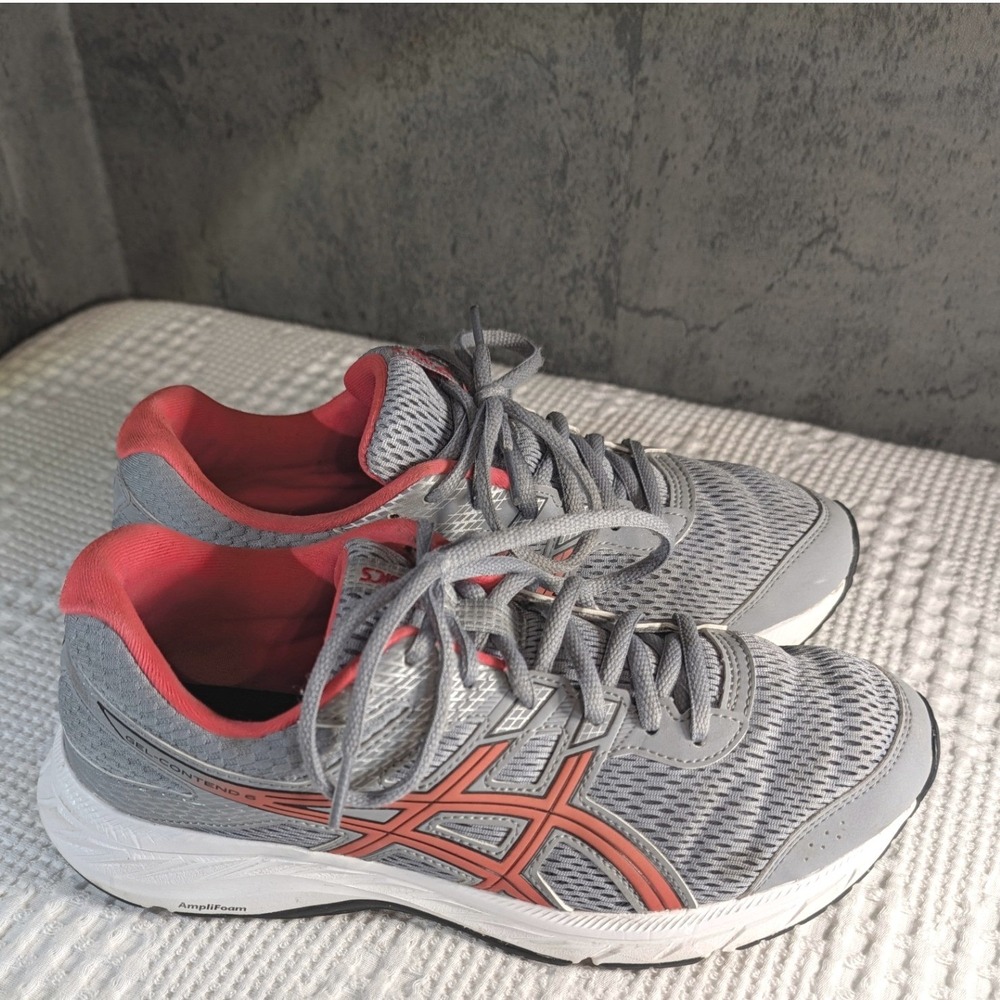 Asics Gel-Contend 6 Running Shoes Women 9.5 Wide Grey Coral Good 1012A571